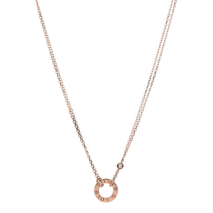 Cartier 18K Pink Gold 2 Diamond LOVE Necklace 1 of 7