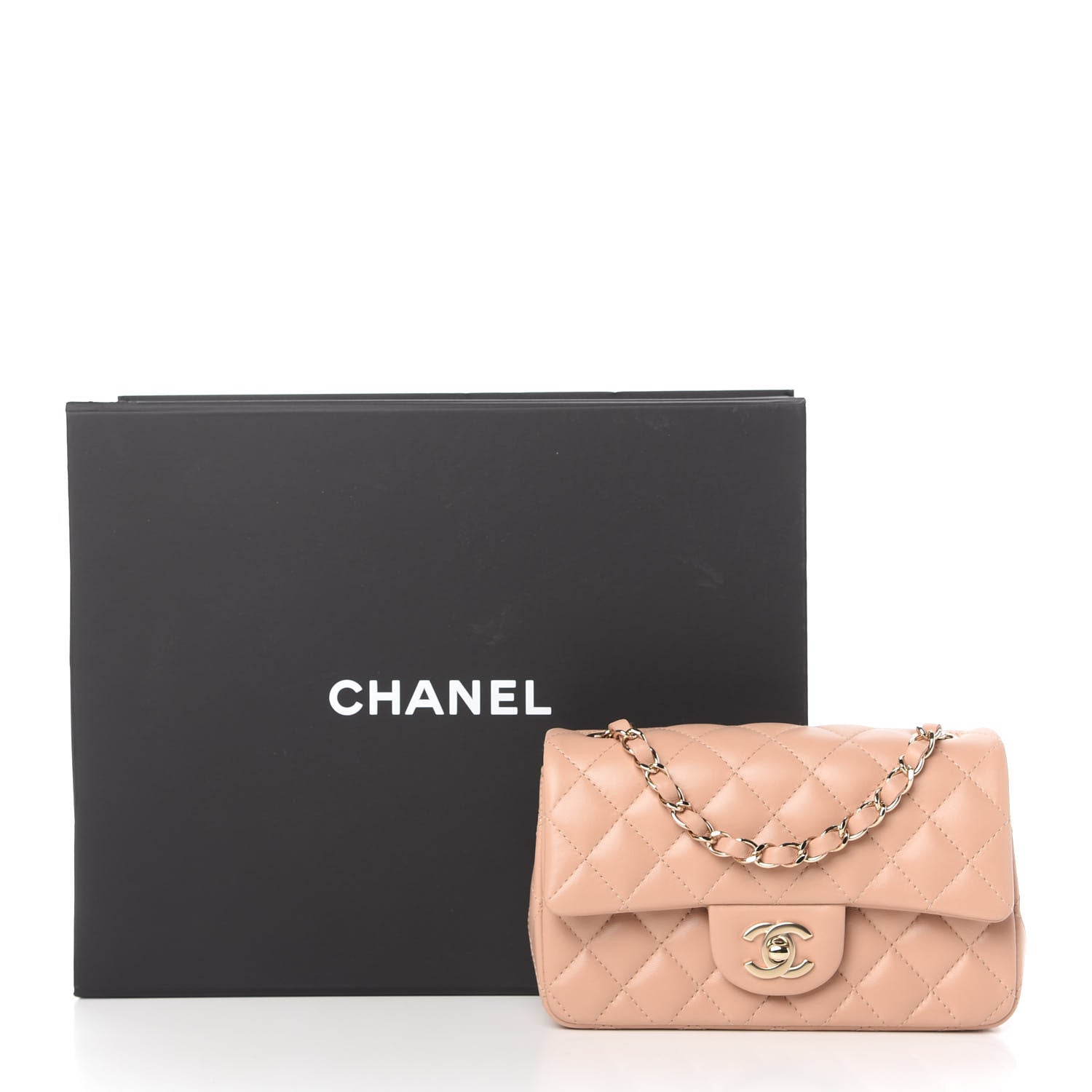 Chanel Lambskin Quilted Mini Rectangular Flap Beige 11 of 11