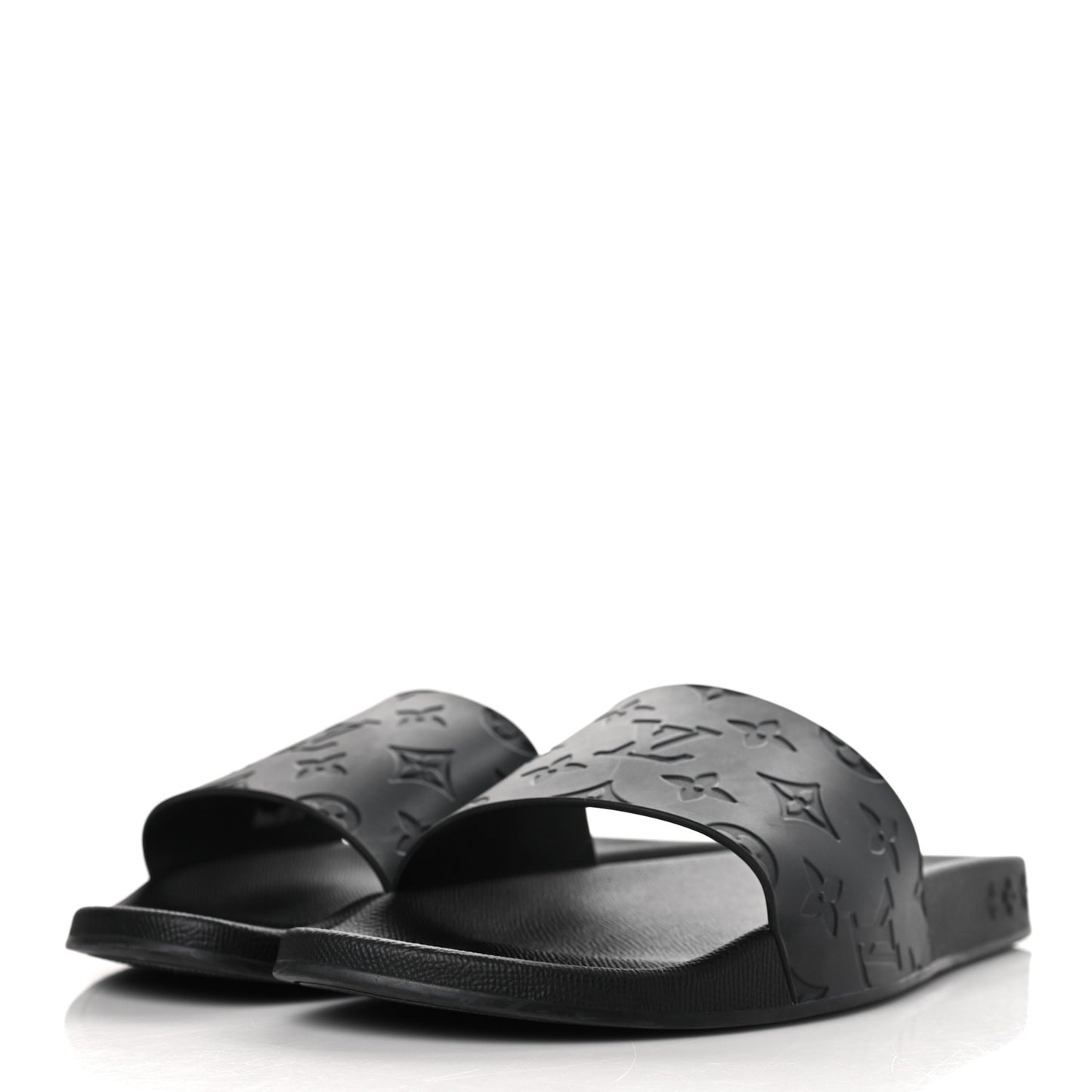 Rubber Embossed Monogram Mens Waterfront Mules 9 Black