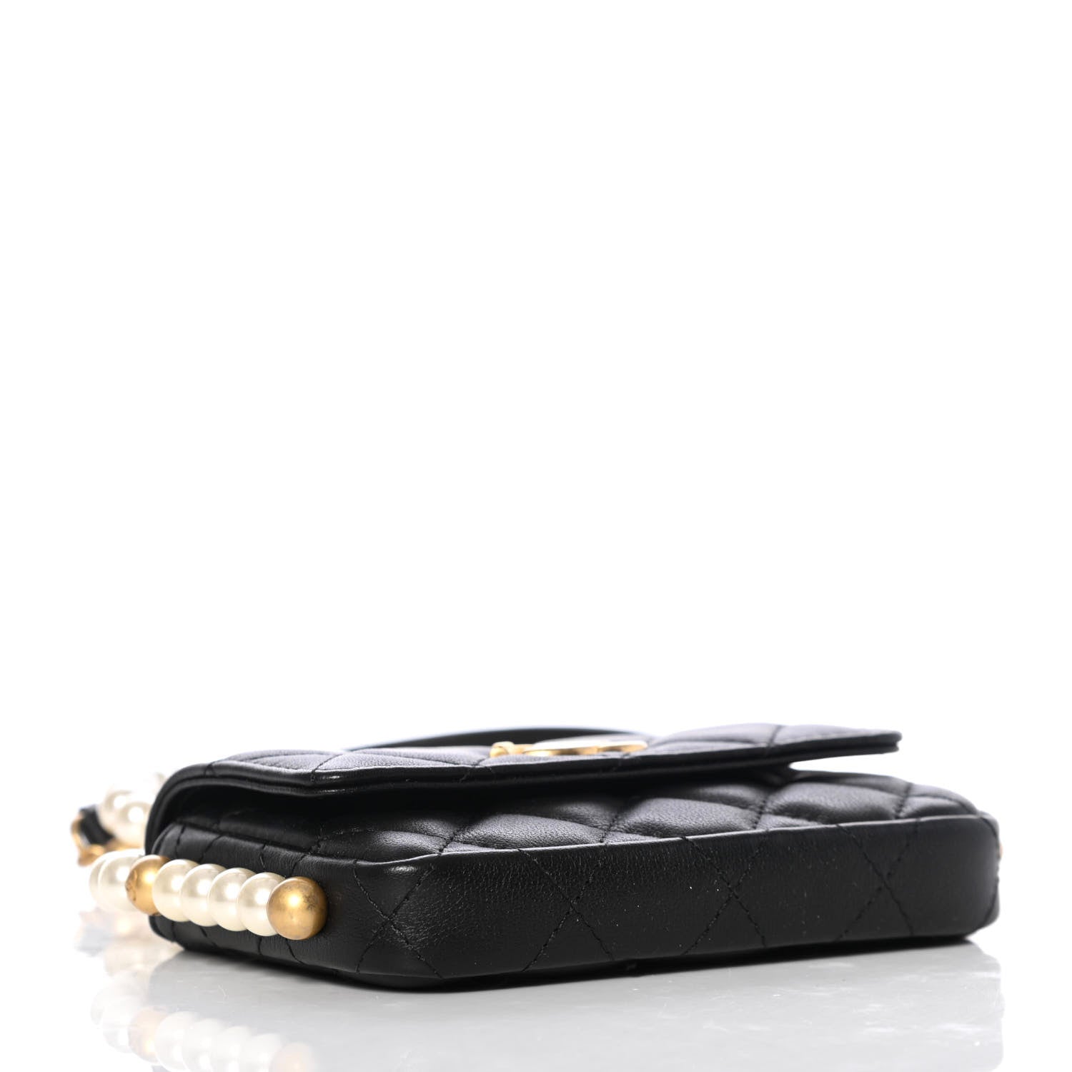 Chanel Calfskin Quilted About Pearls Card Holder Flap With Chain Black 4 of 12