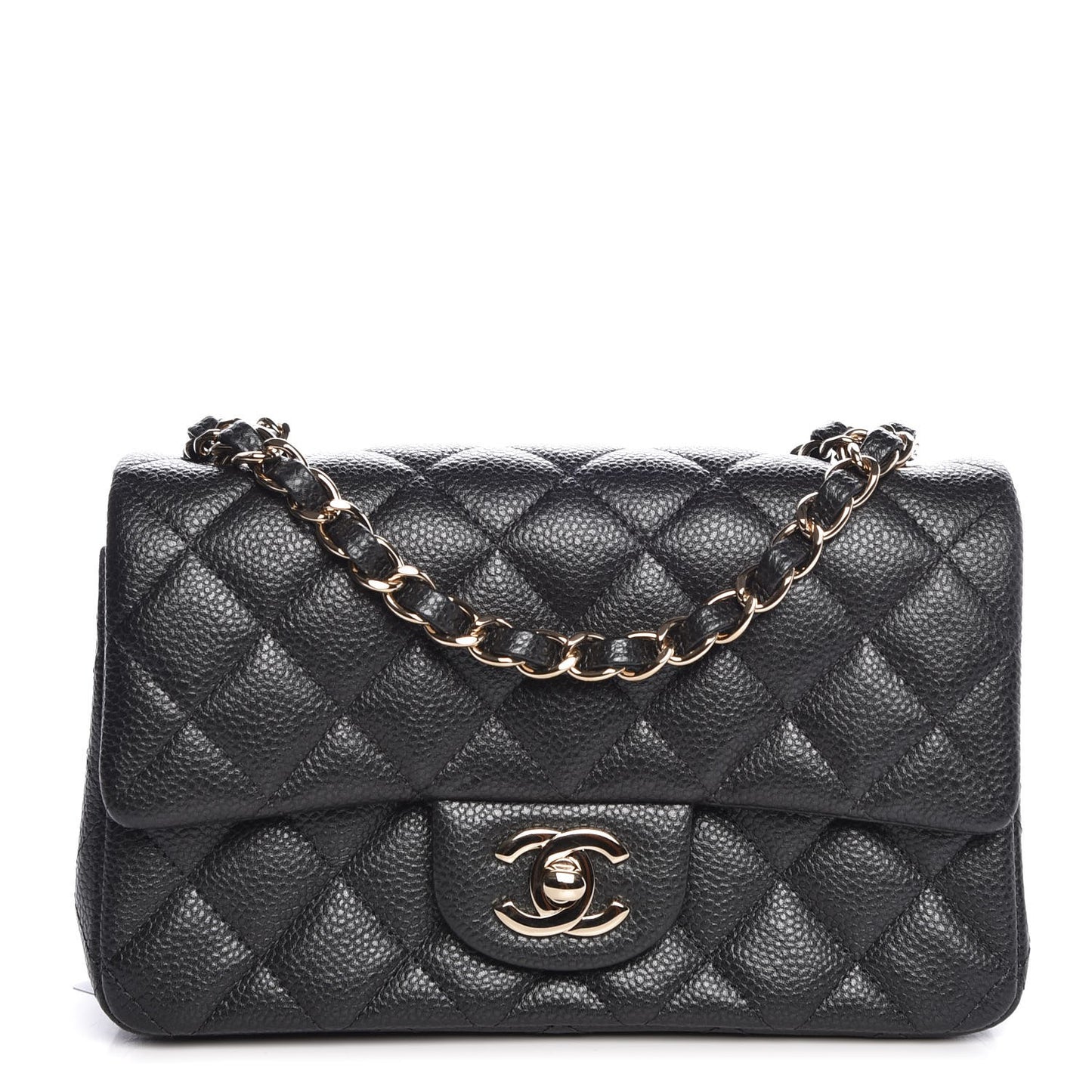 Caviar Quilted Mini Rectangular Flap Dark Charcoal