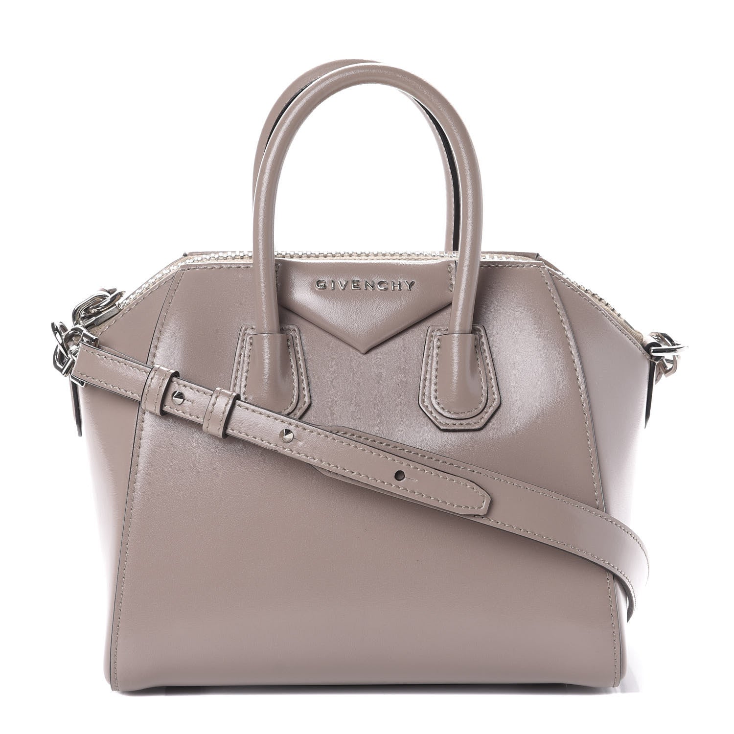 Givenchy Shiny Lord Calfskin Mini Antigona Taupe 1 of 10