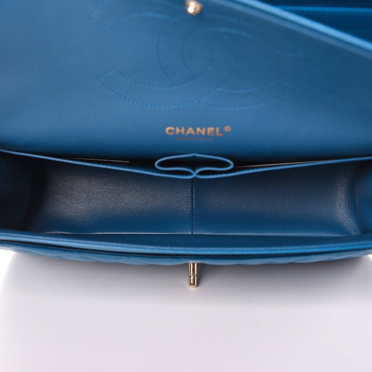 Chanel Lambskin Quilted Jumbo Double Flap Blue 6 of 9