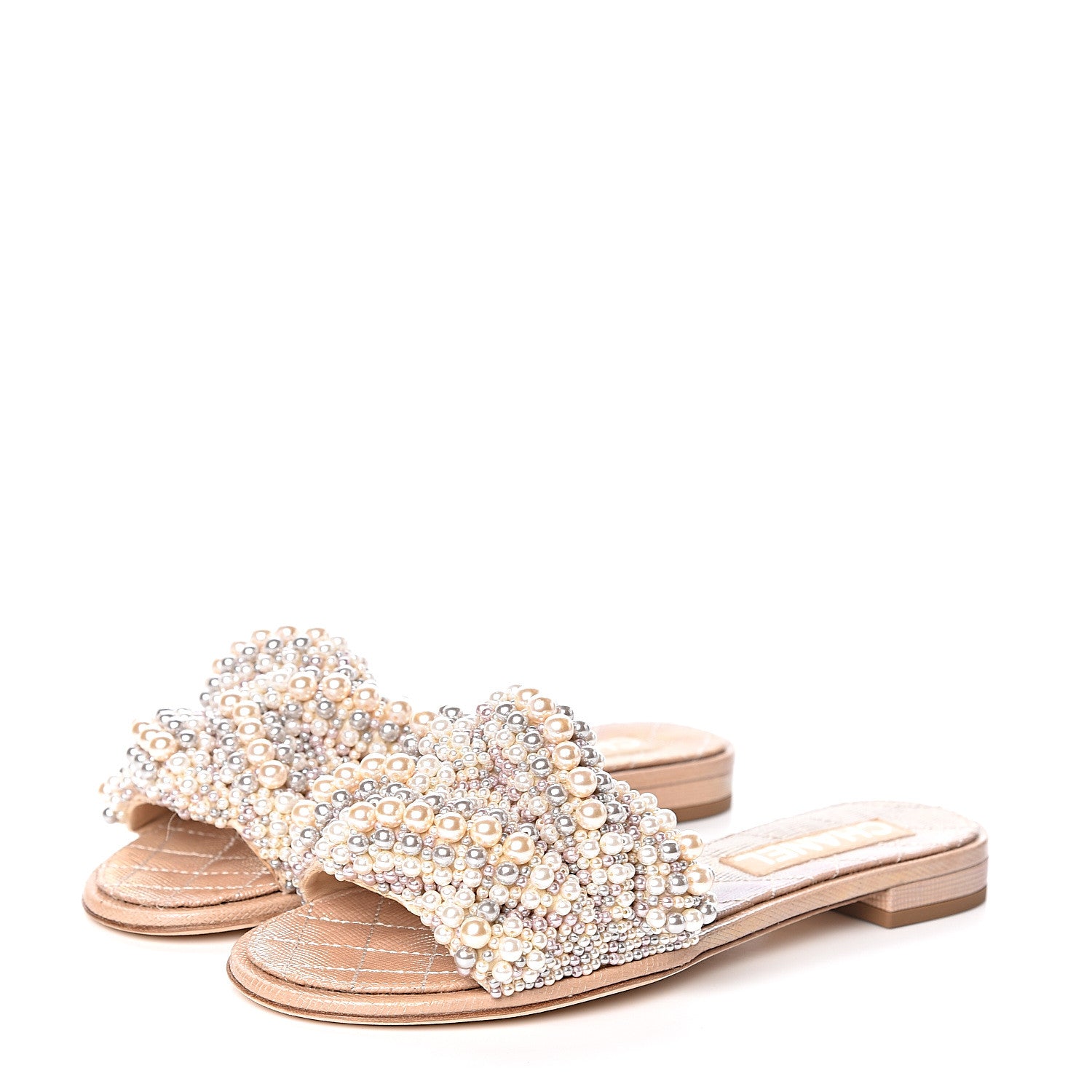 Chanel Fantasy Calfskin Pearl Cord CC Mules 36.5 Ivory 3 of 9
