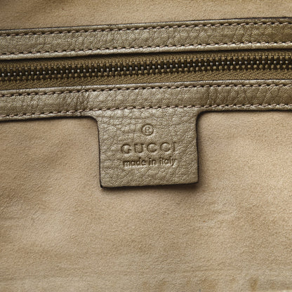Gucci Metallic Pebbled Calfskin Medium 1973 Top Handle Satchel Golden Beige 5 of 8