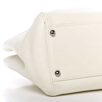 Chanel Calfskin Mademoiselle Lock Cerf Executive Shopper Tote White 6 of 14