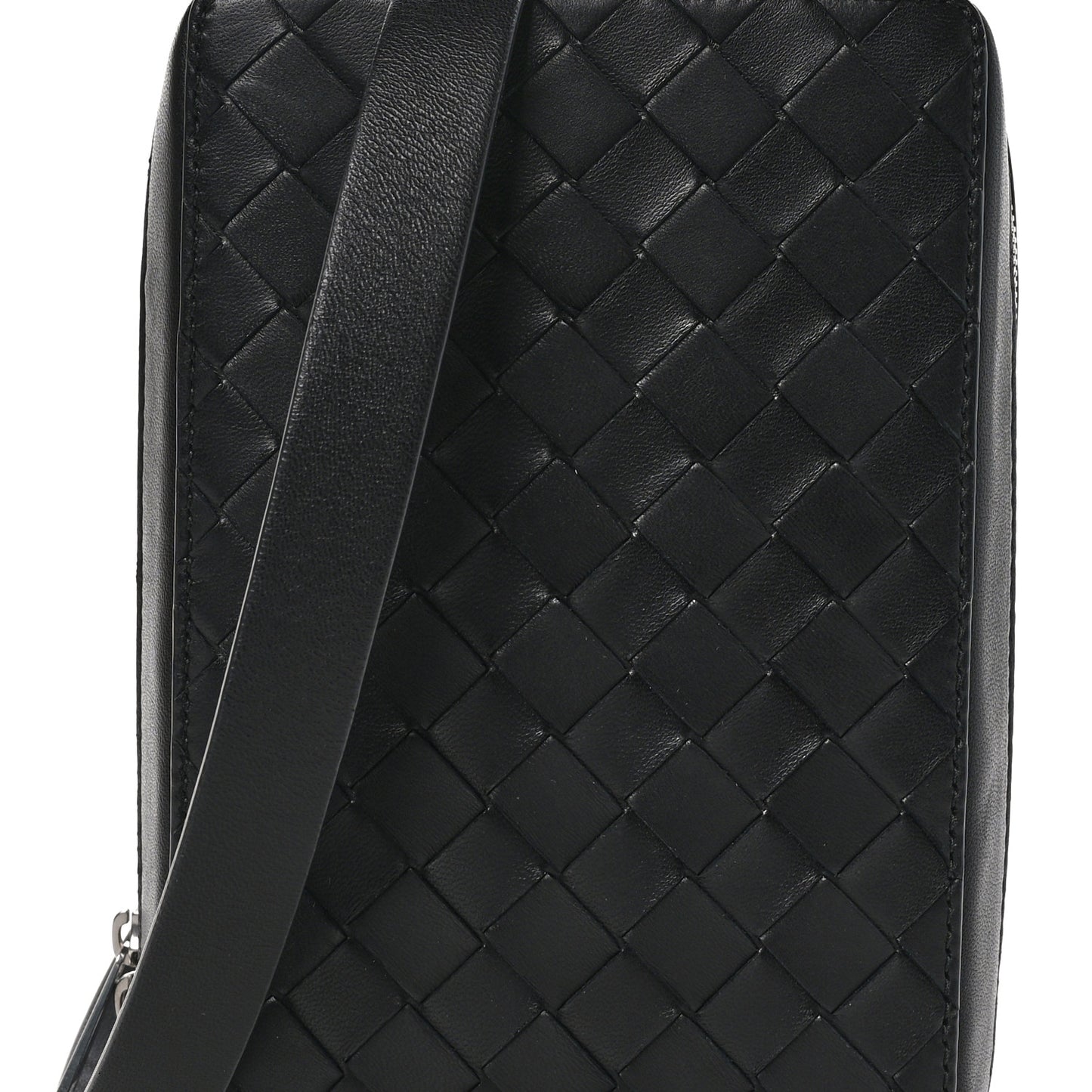 Nappa Intrecciato Zip Around Crossbody Bag Black