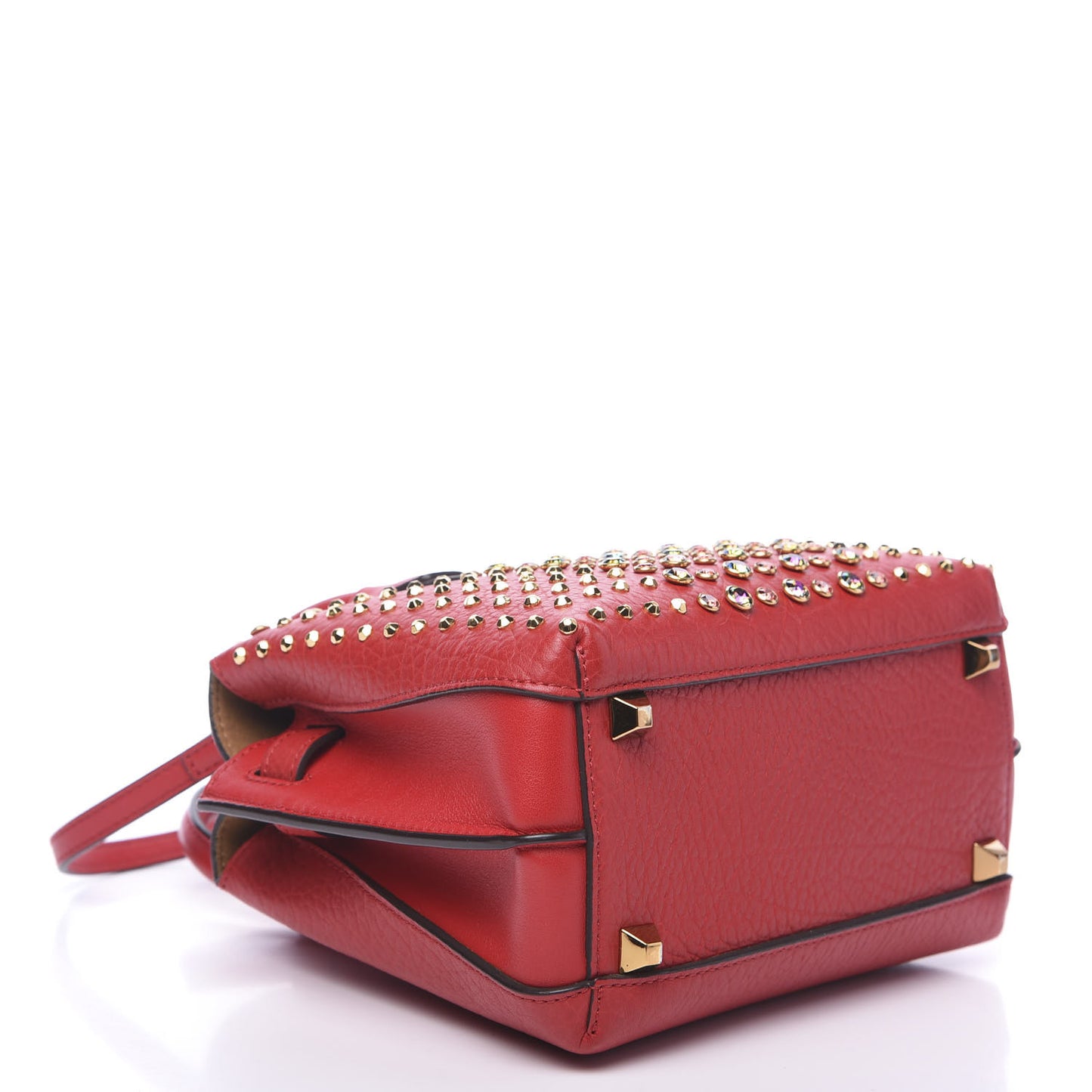 Calfskin Swarovski Crystal Ball Mini Milla Tote Ruby Red