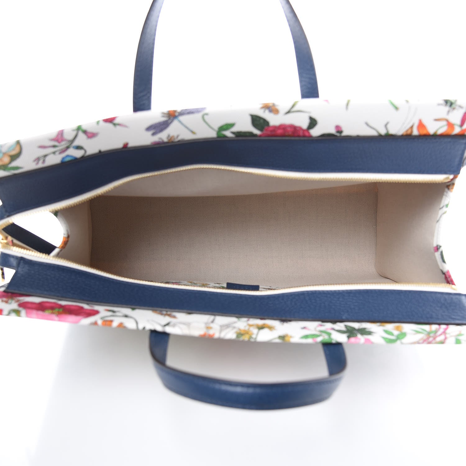 Gucci Canvas Large Flora Tote Navy Multicolor 5 of 10