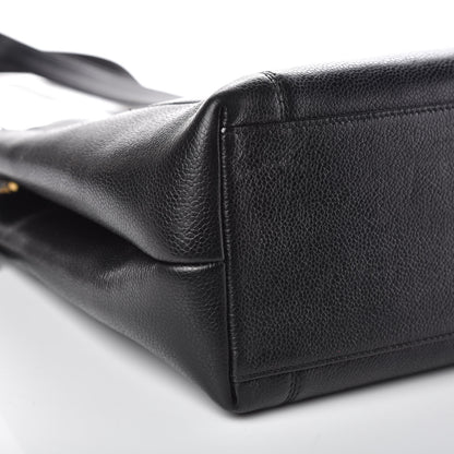 Chanel Caviar Embroidered Logo Shoulder Bag Black 7 of 10