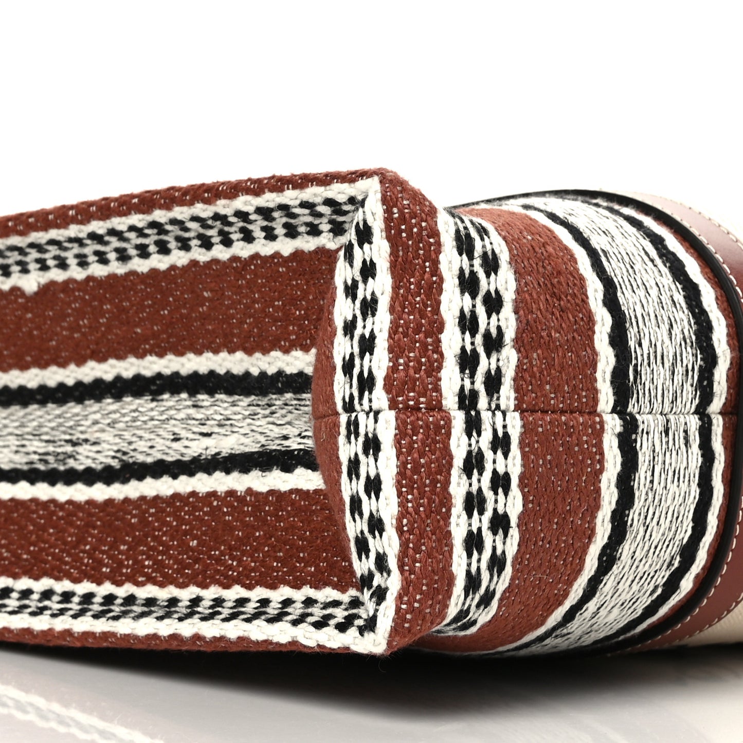 Woven Linen Large Woody Striped Ribbon Tote Sepia Brown