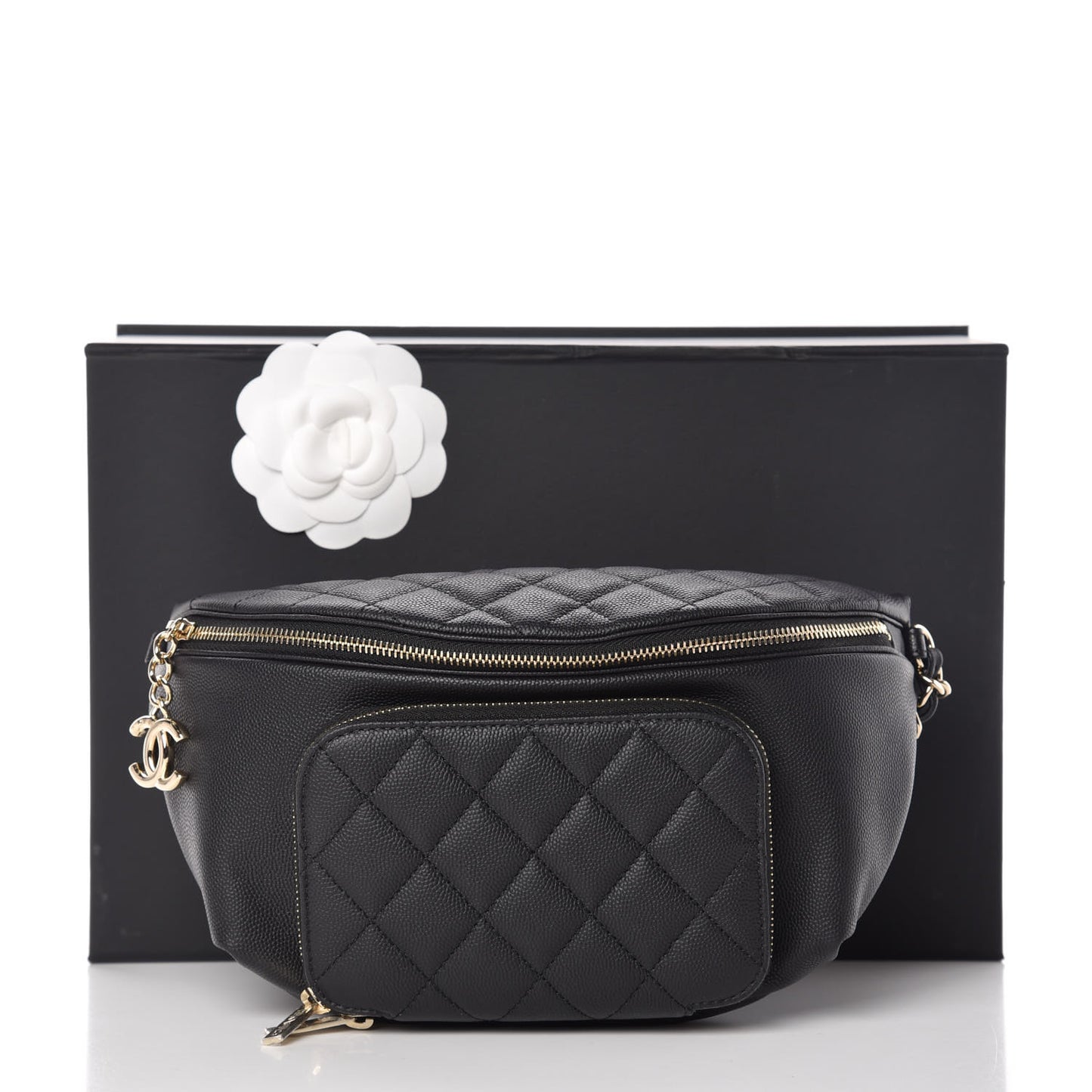 Caviar Quilted Business Affinity Waist Belt Bag Black