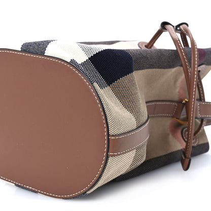 Burberry Giant Check Canvas Small Bucket Bag Taupe Brown 11 of 11