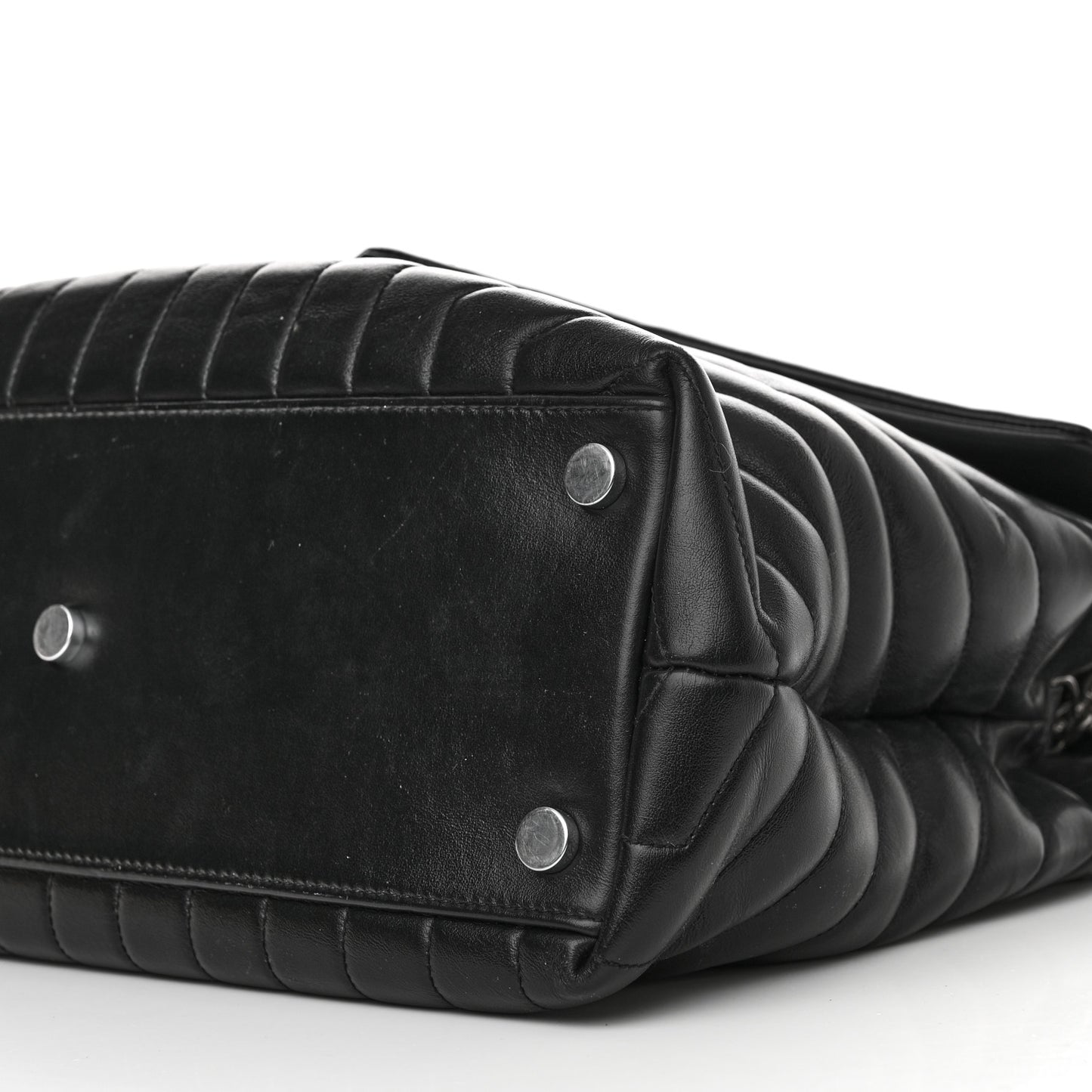Calfskin Y Quilted Monogram Large Loulou Chain Satchel Black