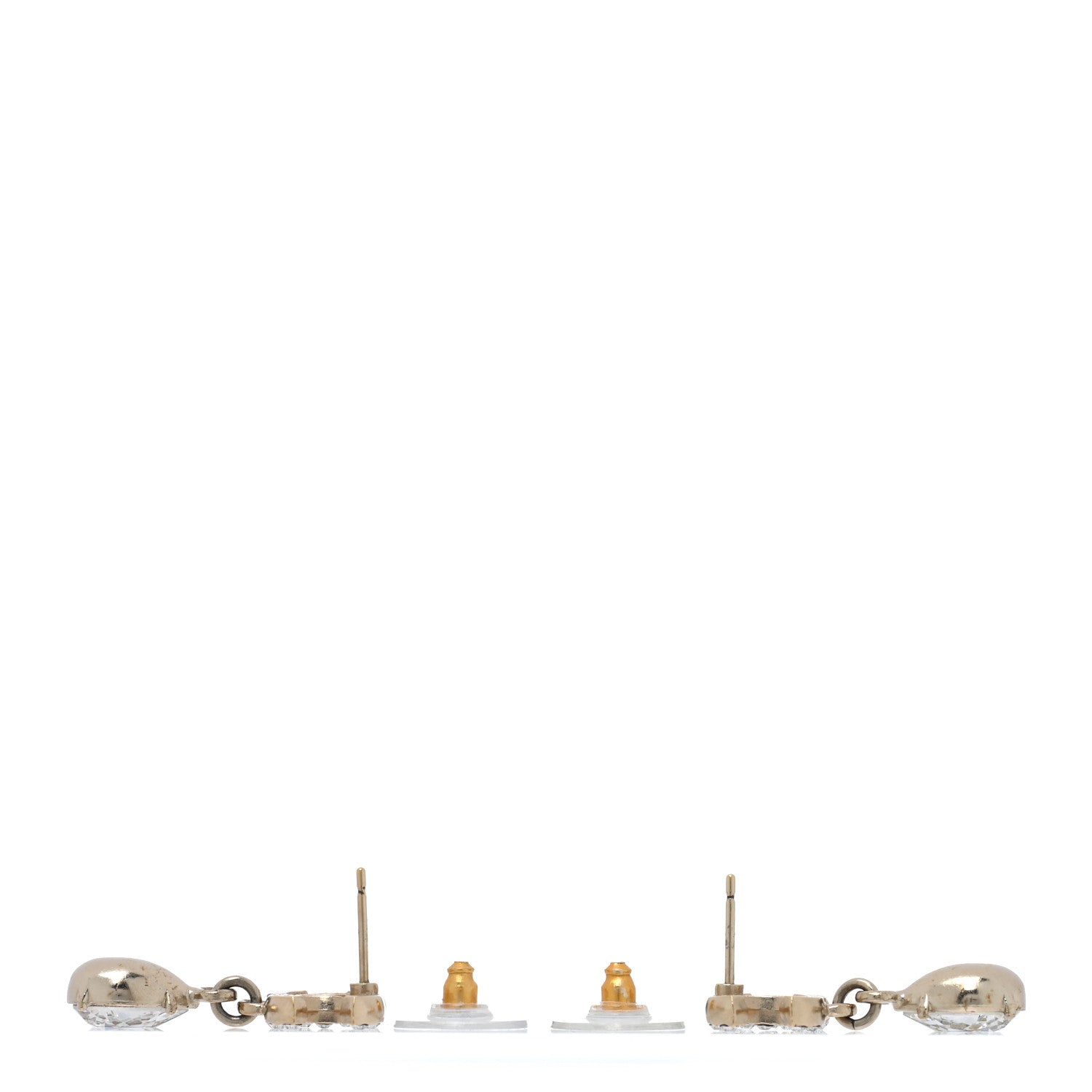 Chanel Crystal CC Pear Drop Earrings Gold 3 of 4