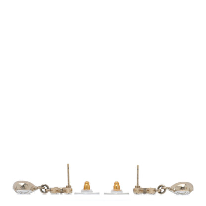 Chanel Crystal CC Pear Drop Earrings Gold 3 of 4
