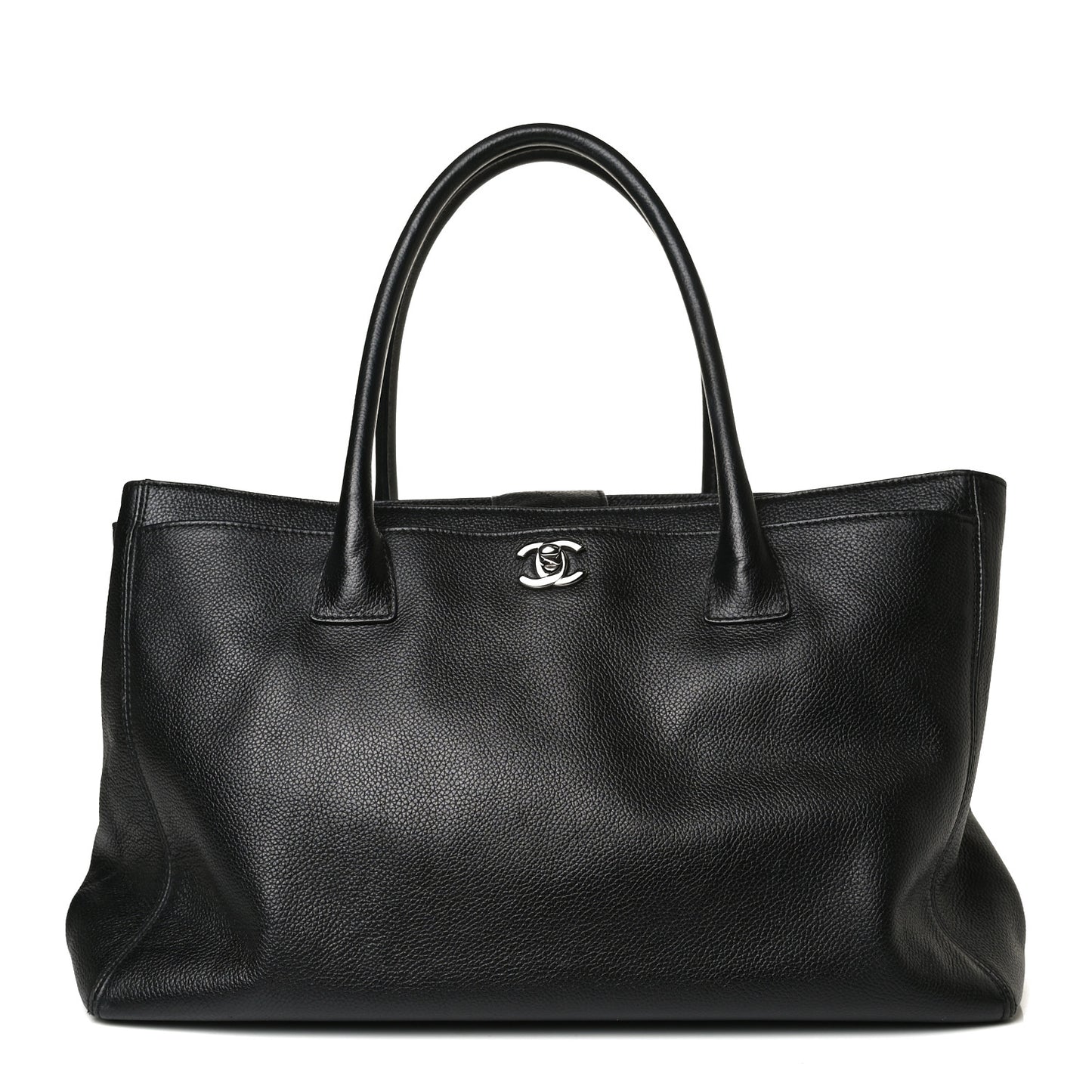 Calfskin Cerf Executive Shopper Tote Black