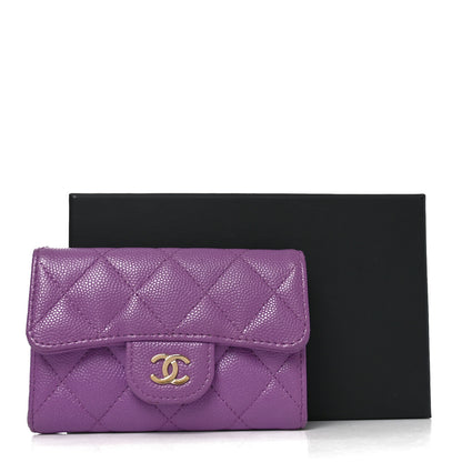 Chanel Caviar Quilted Flap Card Holder Wallet Purple 9 of 9