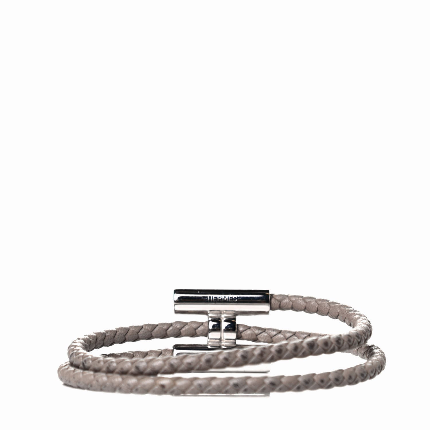 Hermes Swift Double Wrap Cord Tournis Tresse Bracelet T5 Etain 4 of 9