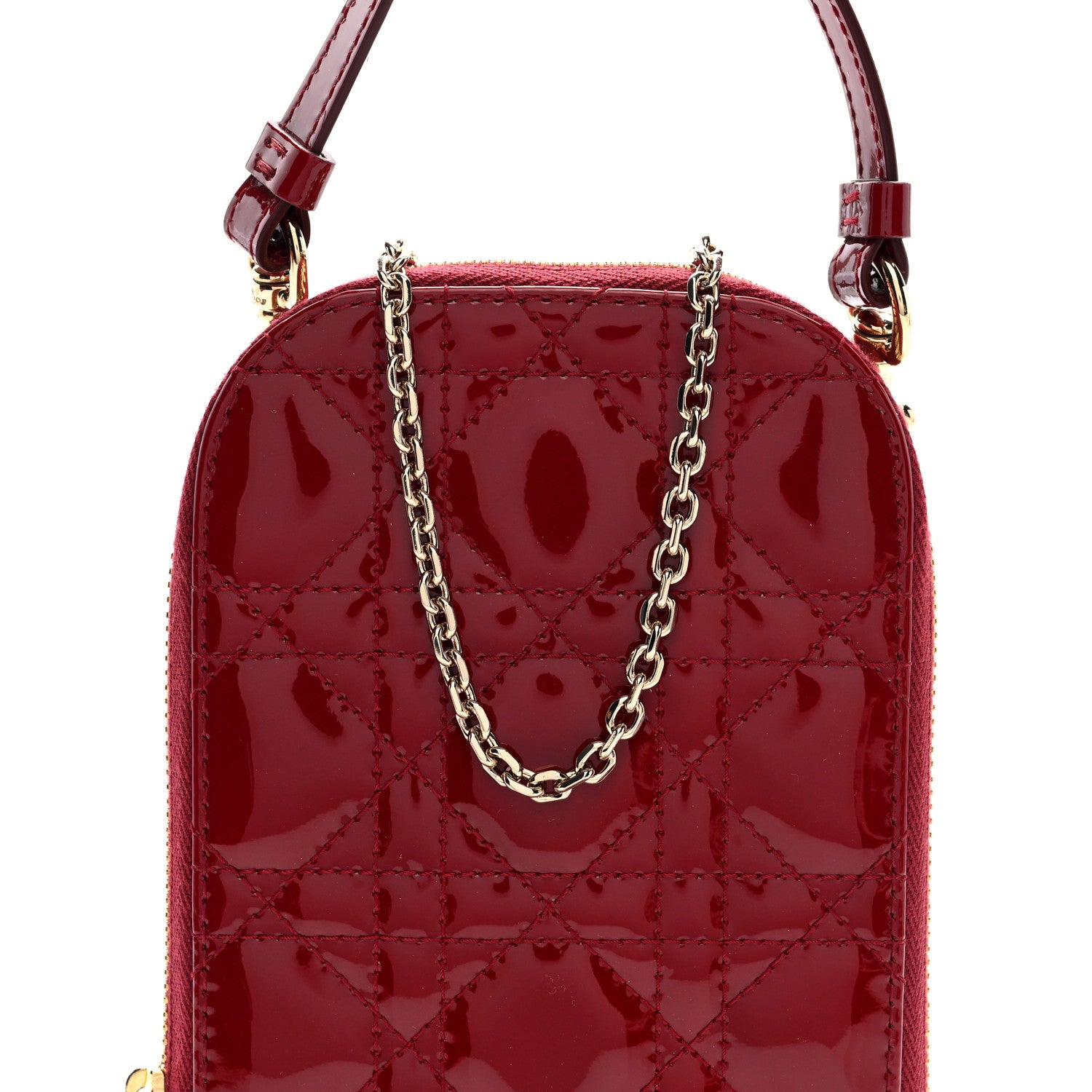 Christian Dior Patent Cannage Lady Dior Phone Holder Red 1833607