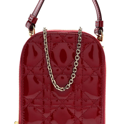 Christian Dior Patent Cannage Lady Dior Phone Holder Red 7 of 9