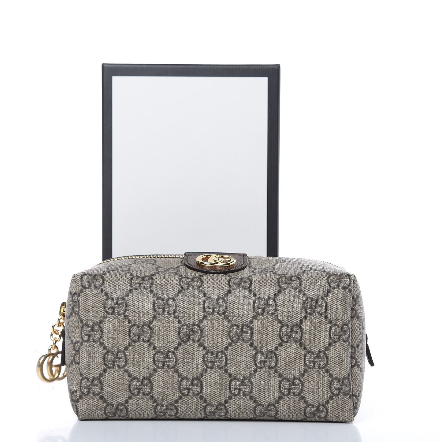 Soft GG Supreme Monogram Calfskin Medium Ophidia Cosmetic Case Beige Ebony New Acero