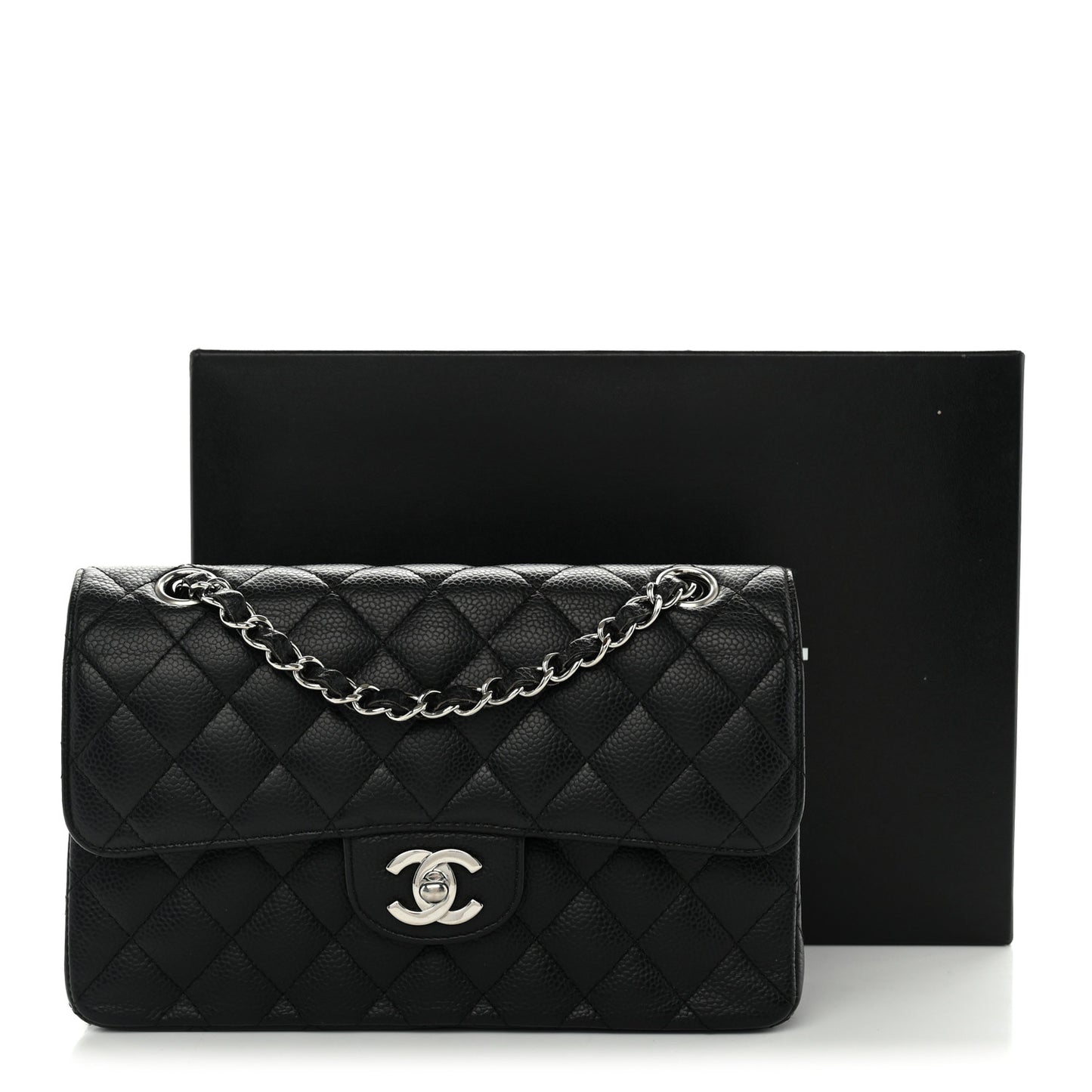 Caviar Quilted Small Double Flap Black