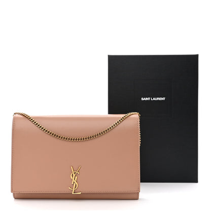 Saint Laurent Glossy Calfskin Monogram Chain Wallet Dark Beige 3 of 12