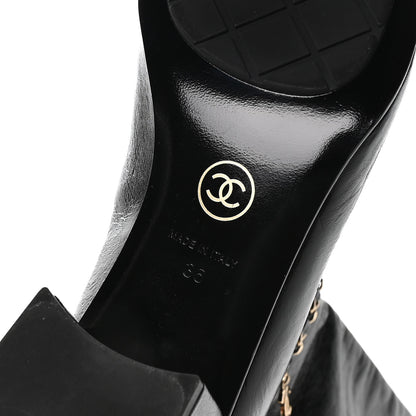Chanel Crumpled Calfskin Cap Toe Chain Boots 36 Black 7 of 8