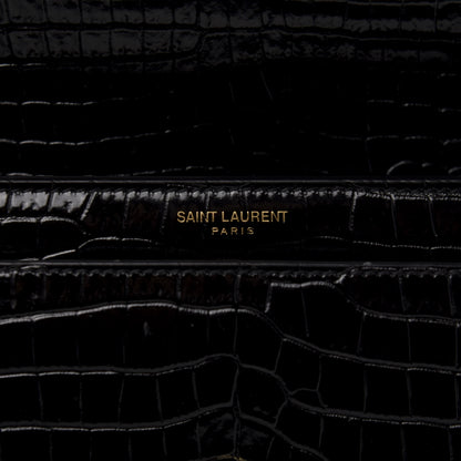Saint Laurent Calfskin Crocodile Embossed Medium Monogram Sunset Black 9 of 14