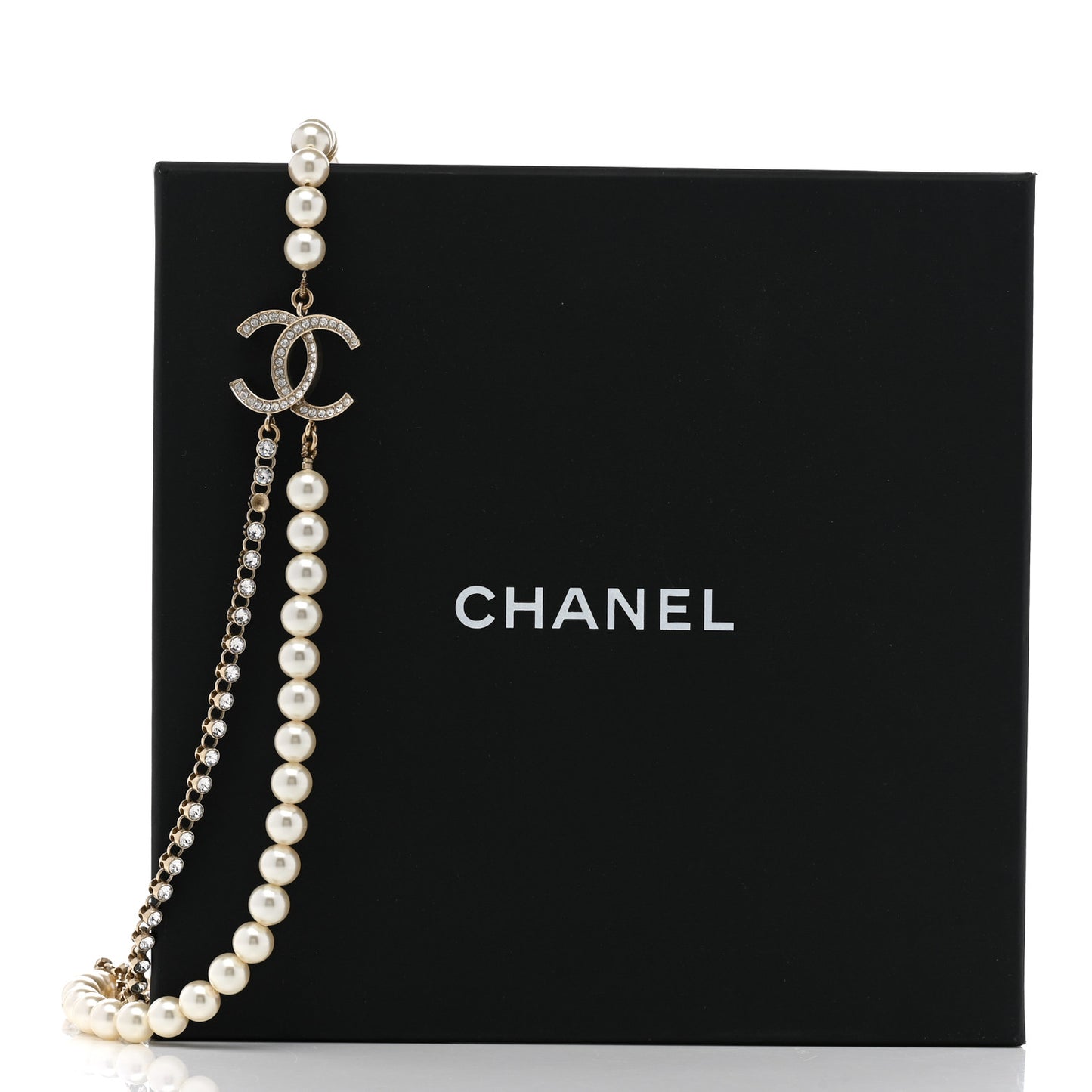 Pearl Crystal Multi Strand CC Short Necklace Gold