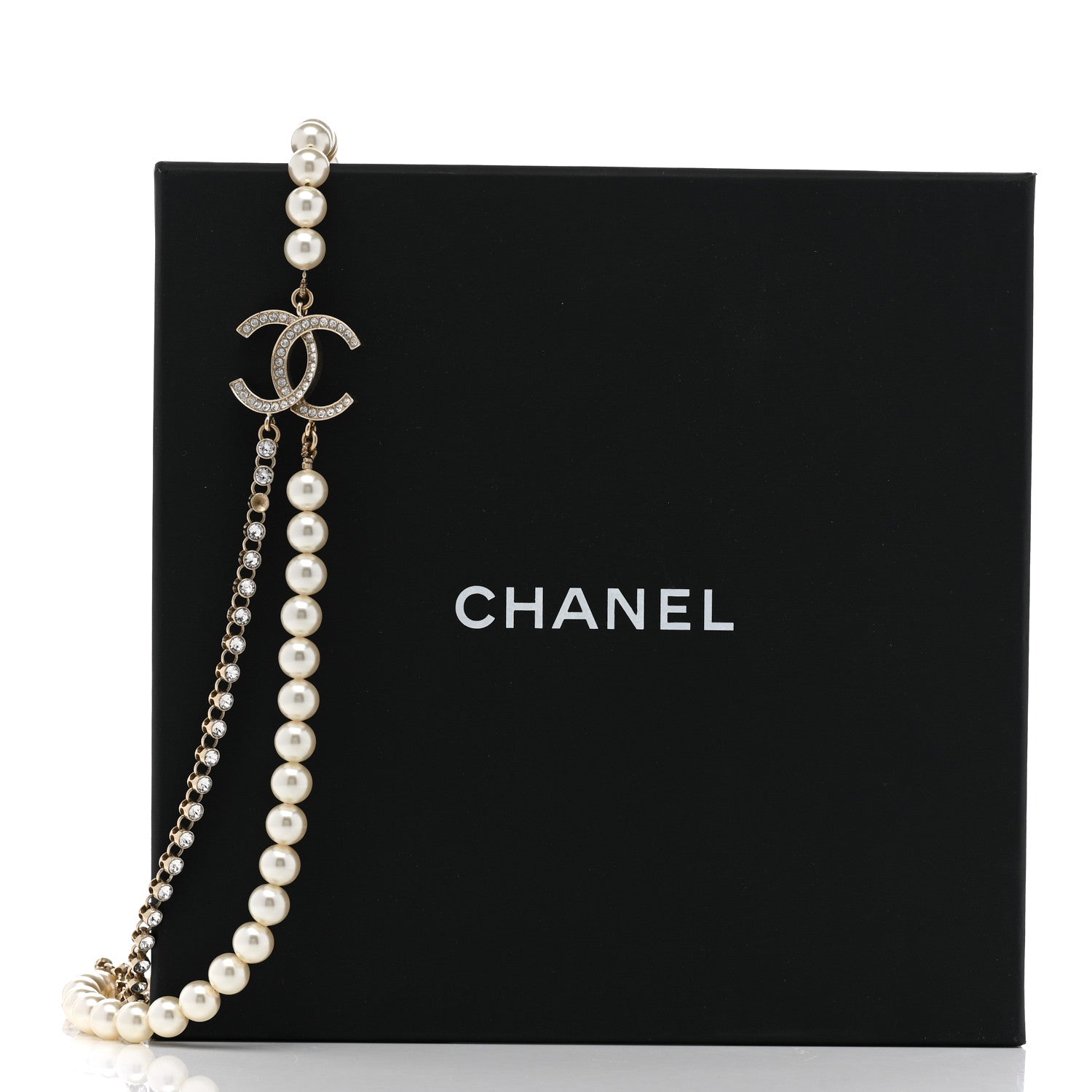Chanel Pearl Crystal Multi Strand CC Short Necklace Gold 7 of 7