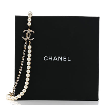 Chanel Pearl Crystal Multi Strand CC Short Necklace Gold 7 of 7