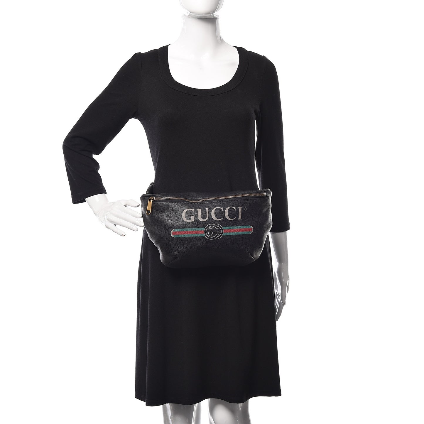 Grained Calfskin Logo Belt Bag Black