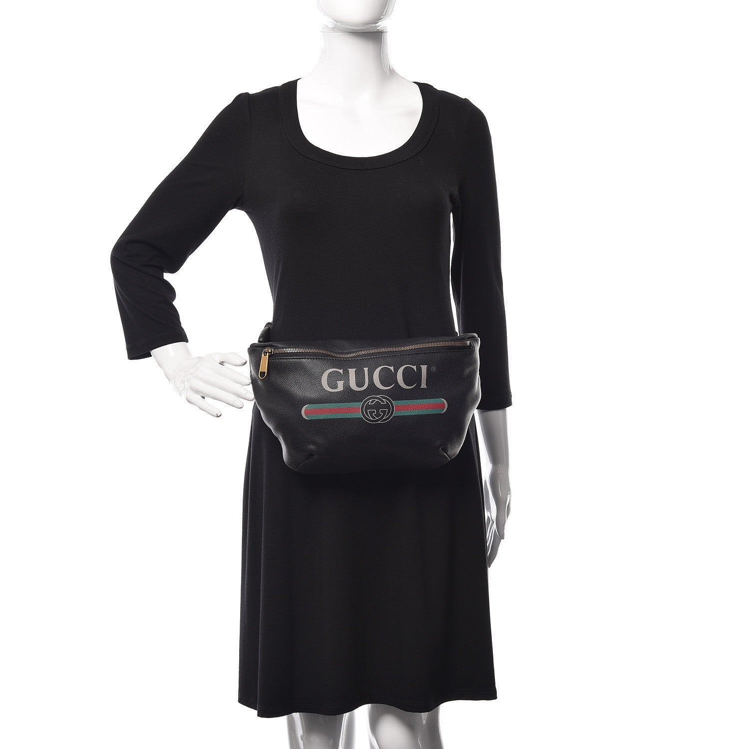 Gucci Grained Calfskin Logo Belt Bag Black 2 of 10
