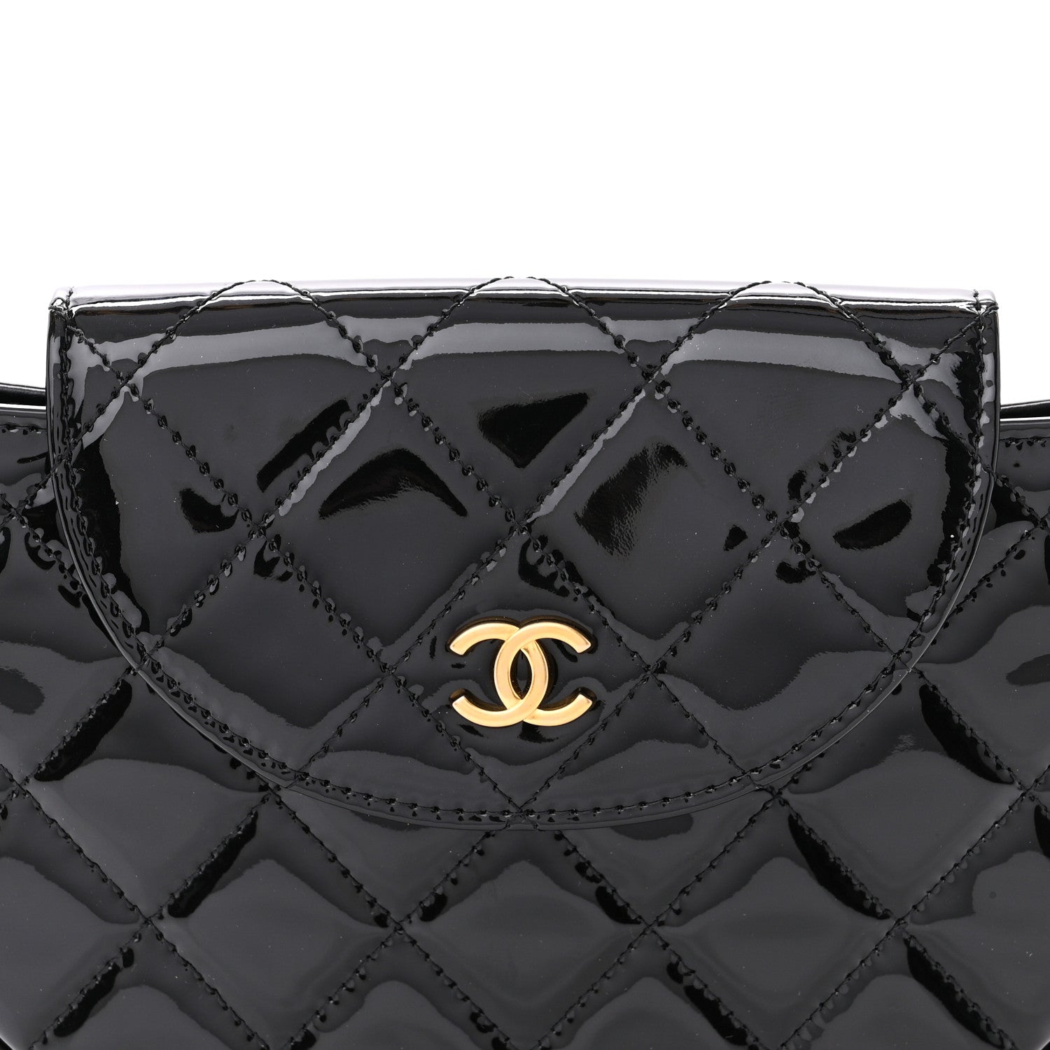 Chanel Patent Calfskin Quilted Chain Hoop Bag Black 8 of 11