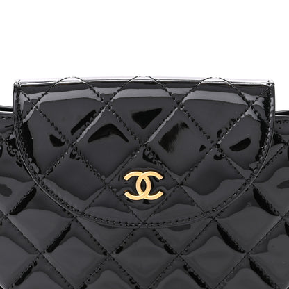 Chanel Patent Calfskin Quilted Chain Hoop Bag Black 8 of 11