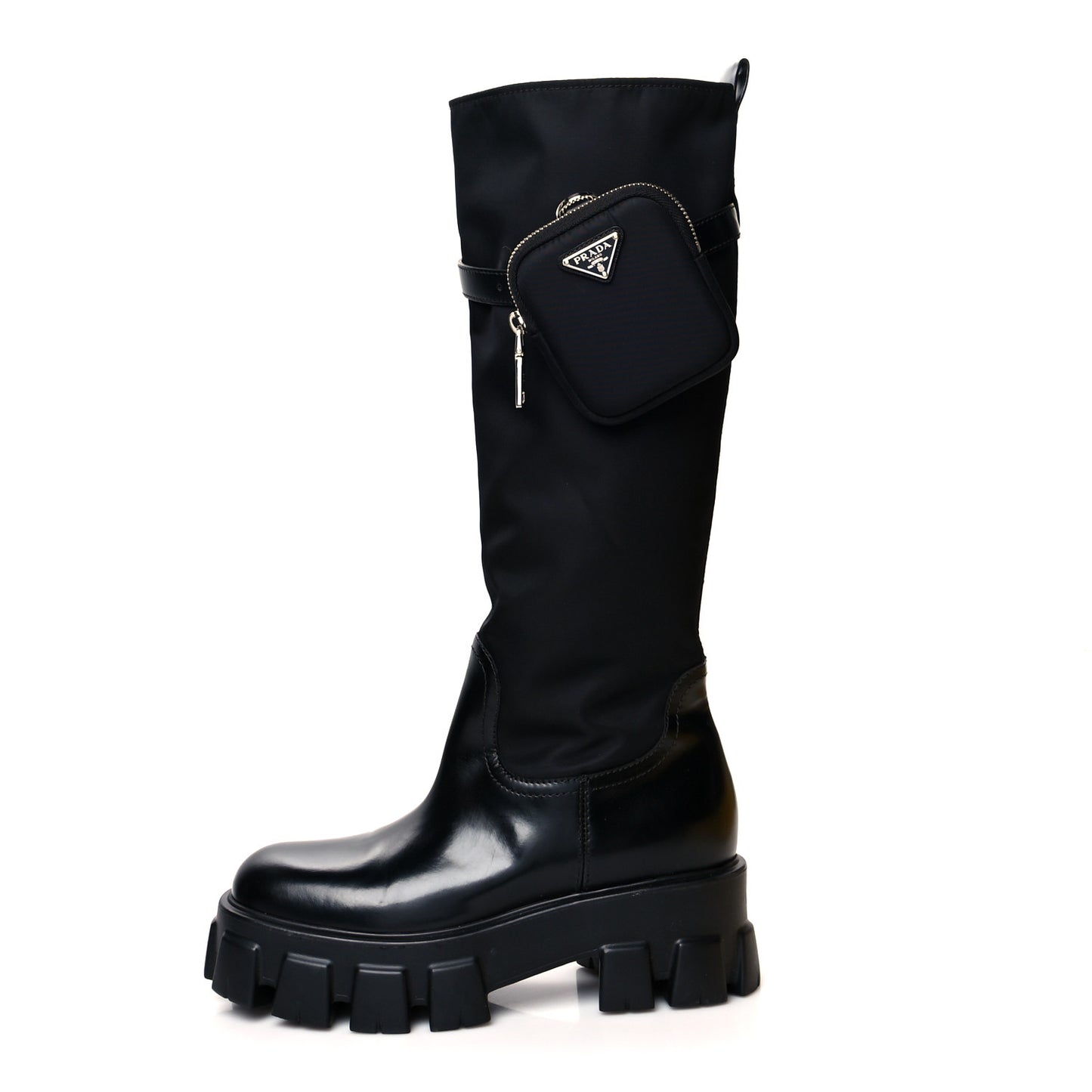 Spazzolato Rois Re-Nylon Metal Triangle Logo Monolith Pouch Pocket 55mm Tall Boots 38.5 Black