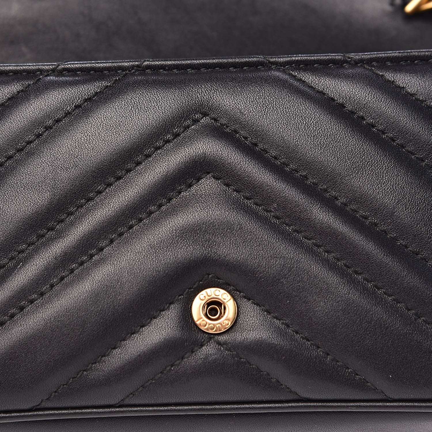 Gucci Calfskin Matelasse Super Mini GG Marmont Shoulder Bag Black 13 of 14