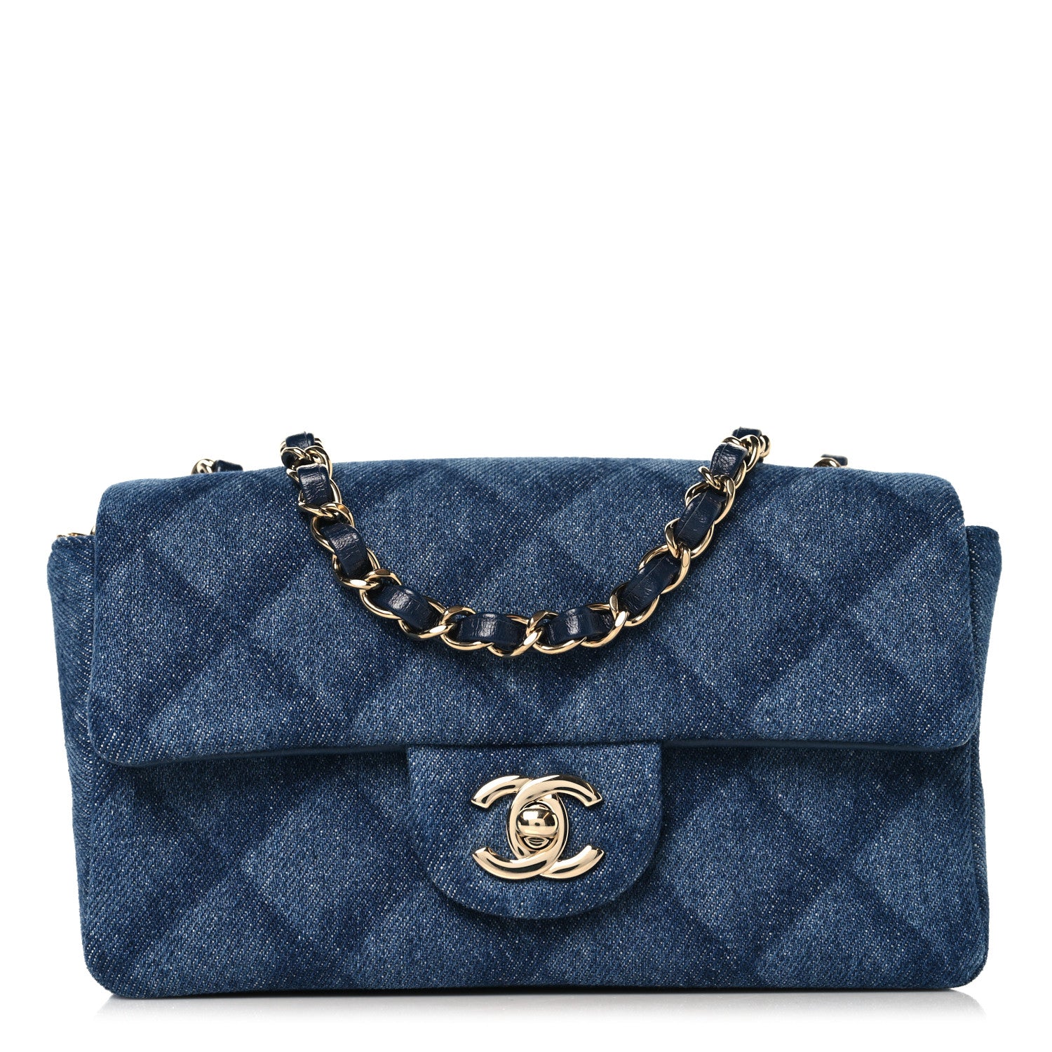 Chanel Printed Denim Quilted Mini Rectangular Flap Dark Blue 1 of 10