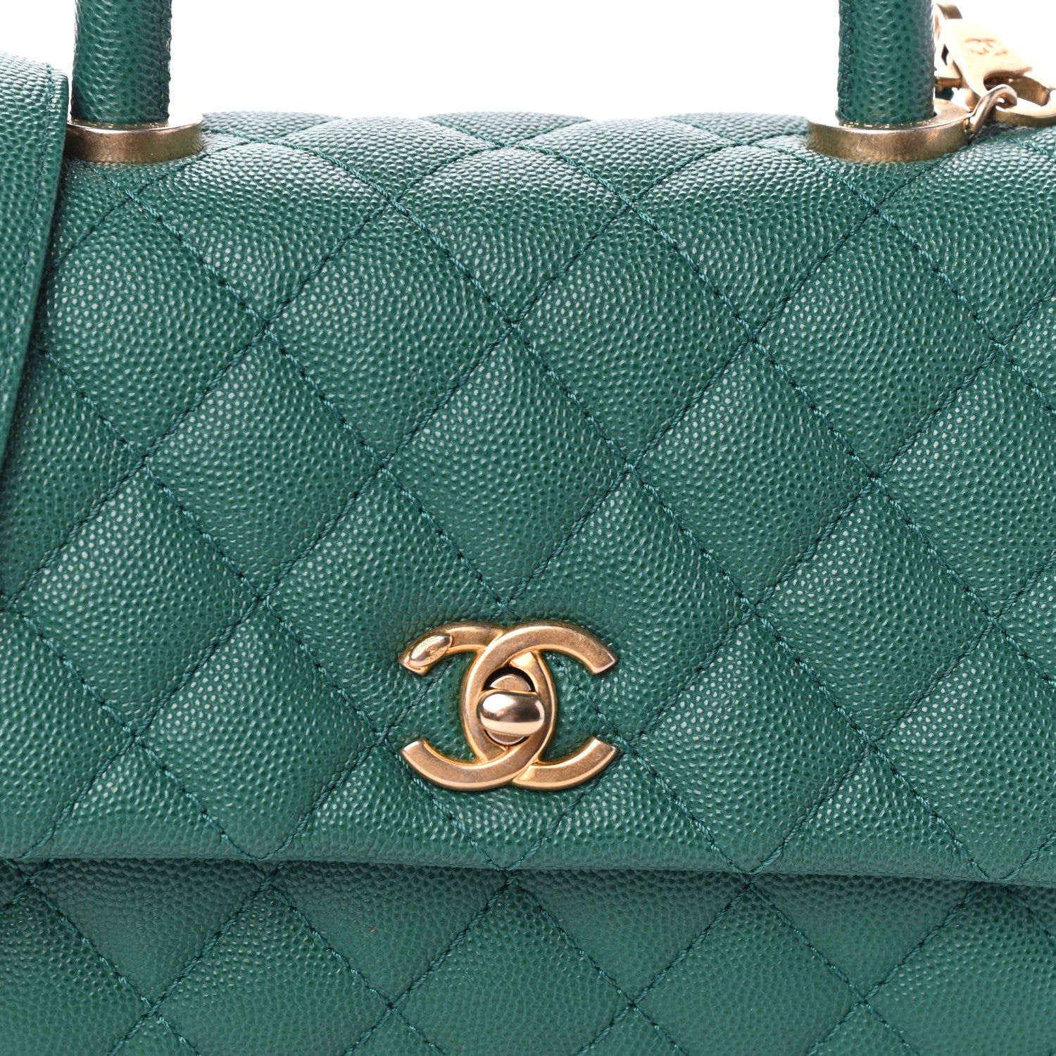 Chanel Caviar Quilted Mini Coco Handle Flap Green 8 of 10