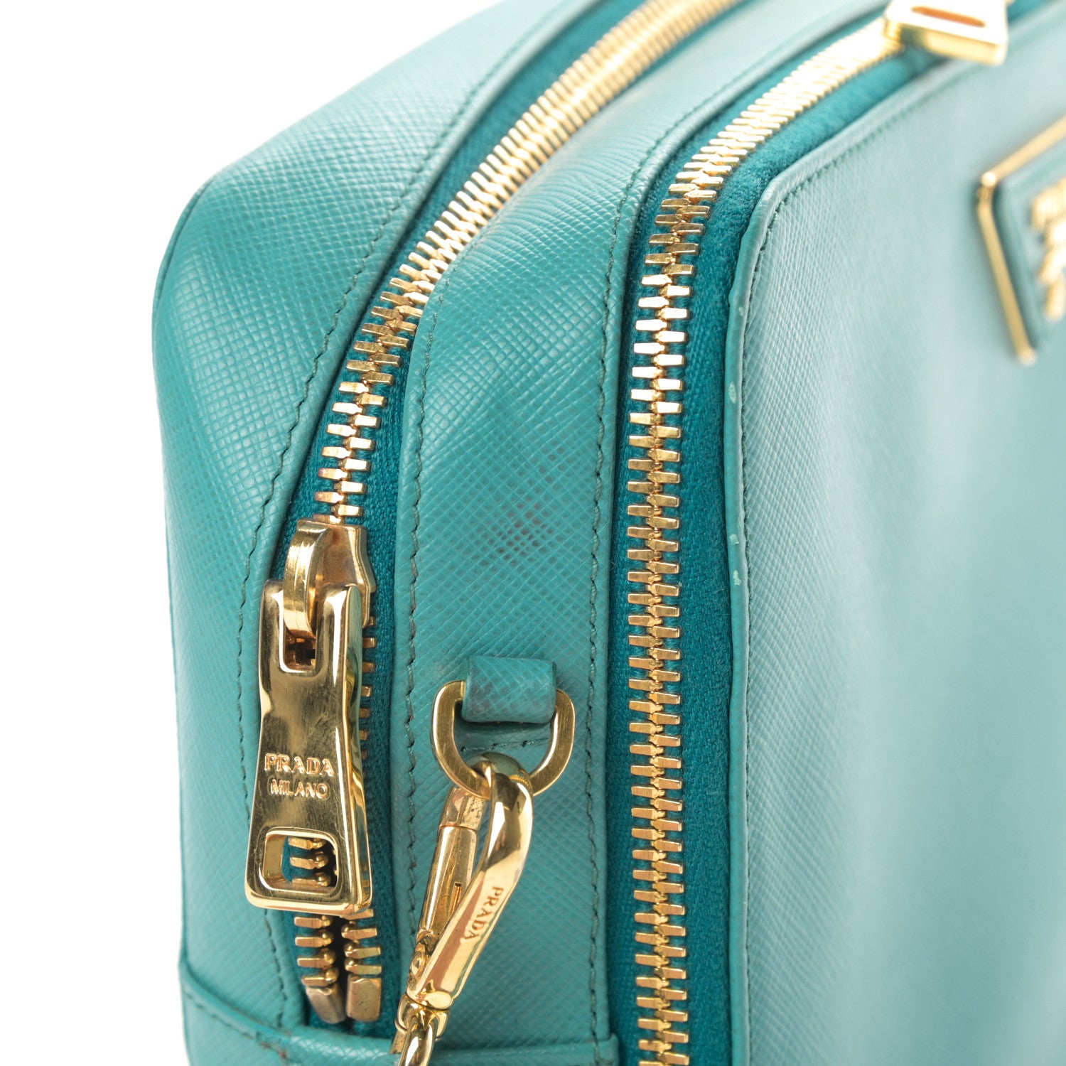 Prada Saffiano Double Zip Camera Bag Turchese 15 of 17