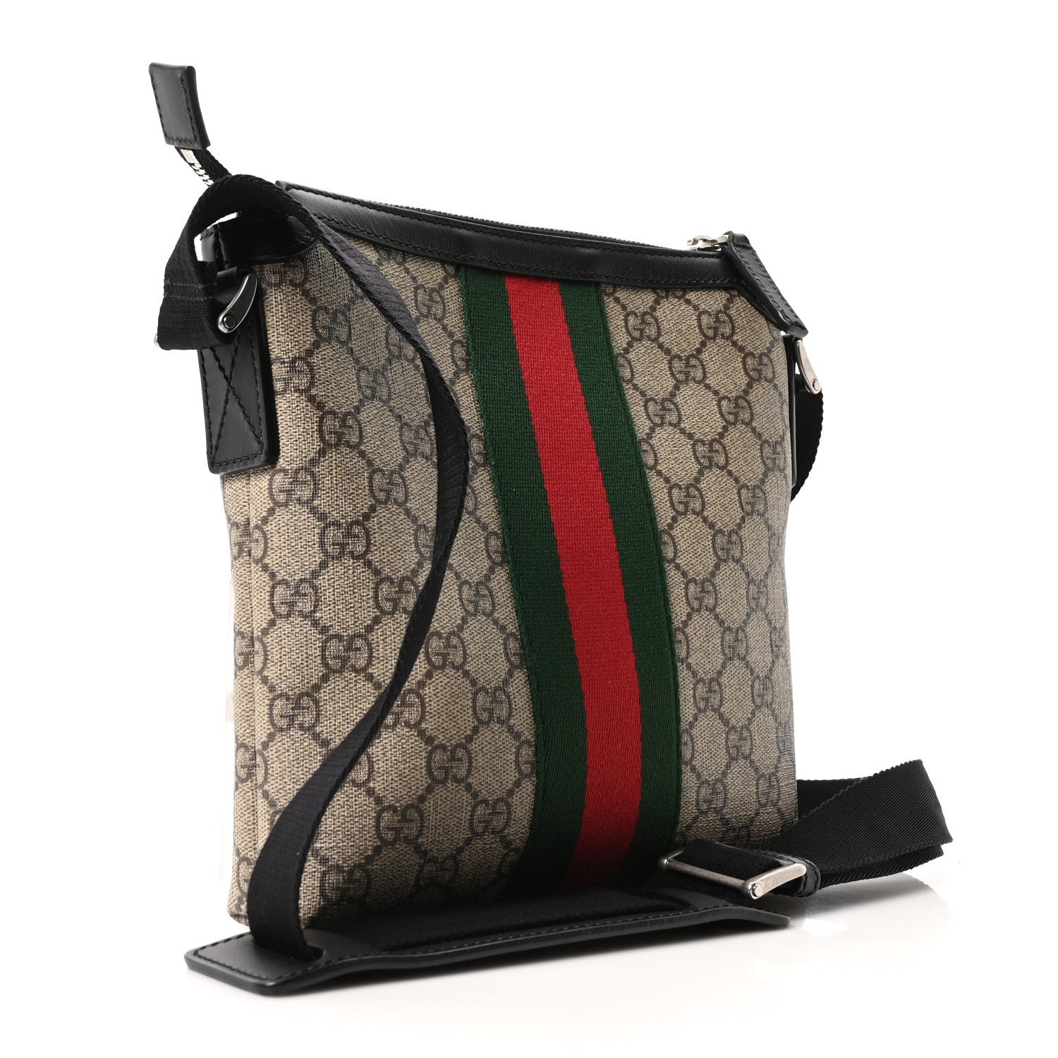 Gucci GG Supreme Monogram Web Messenger Bag Black 1821948