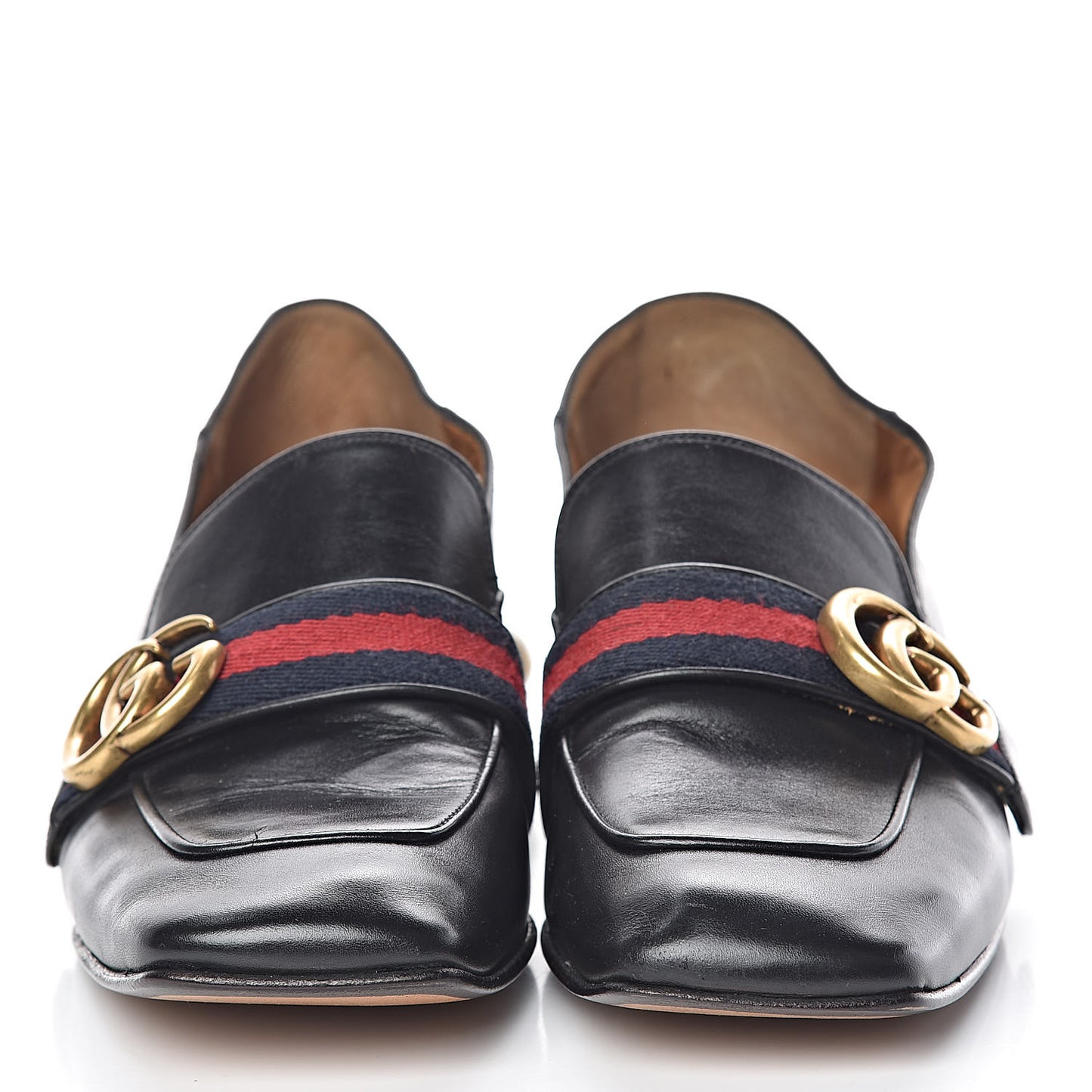 Betis Glamour Calfskin Web Pearl Embellished Peyton 35mm Loafer Pumps 37 Black