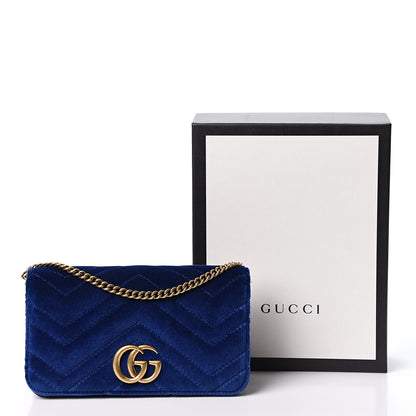 Gucci Velvet Matelasse GG Marmont Mini Bag Cobalt Blue 9 of 9