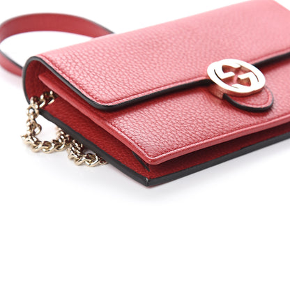 Gucci Dollar Calfskin Interlocking G Chain Wallet Red 6 of 7