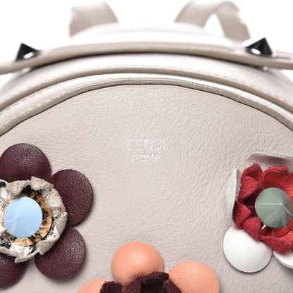 Fendi Vitello Dolce Flowerland Studded Mini Backpack Grigio Polvere Multicolor 9 of 15