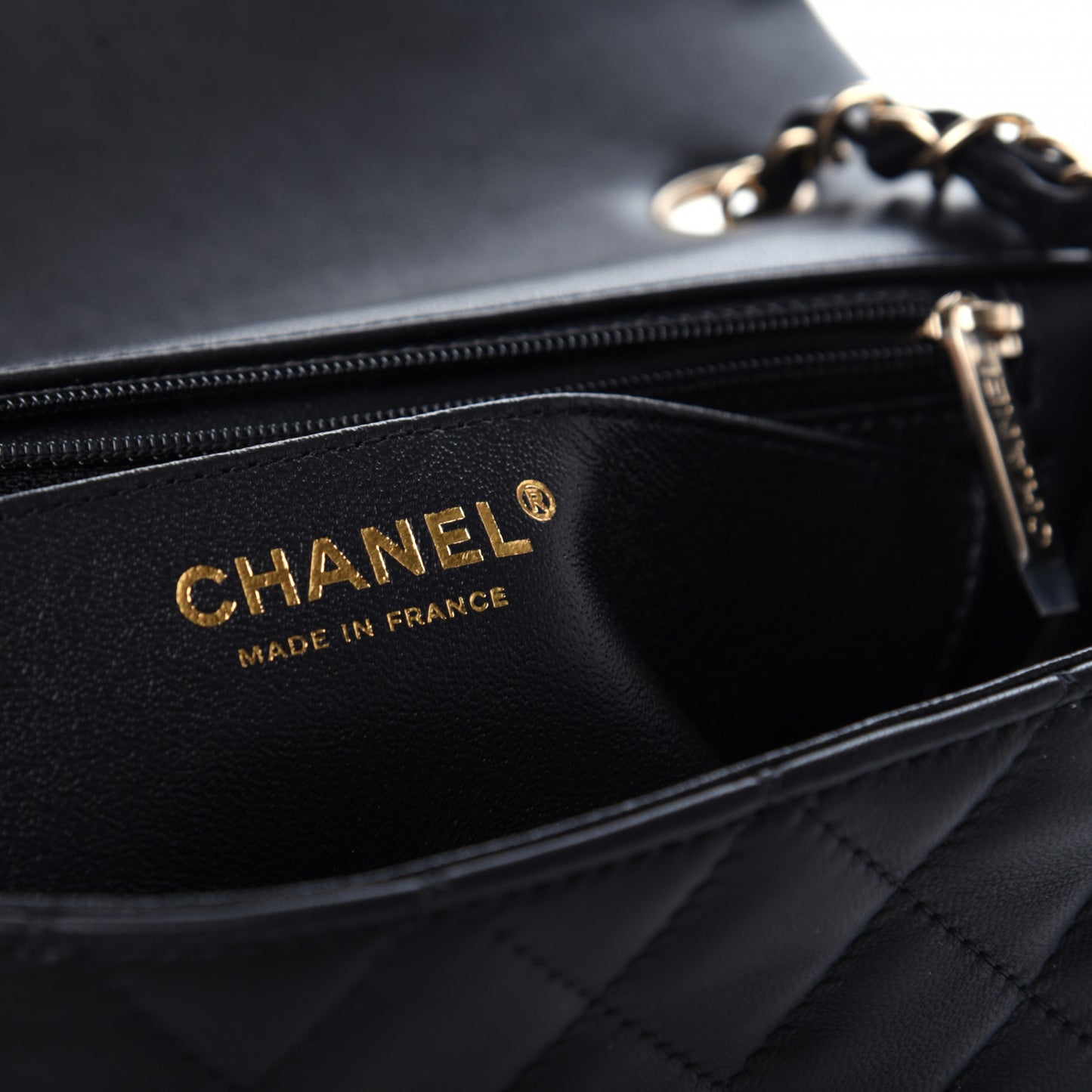 Lambskin Quilted Mini Rectangular Flap Black