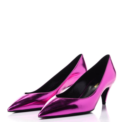 Saint Laurent Metallic Calfskin Kiki 55 Pumps 40 Fuchsia 3 of 11