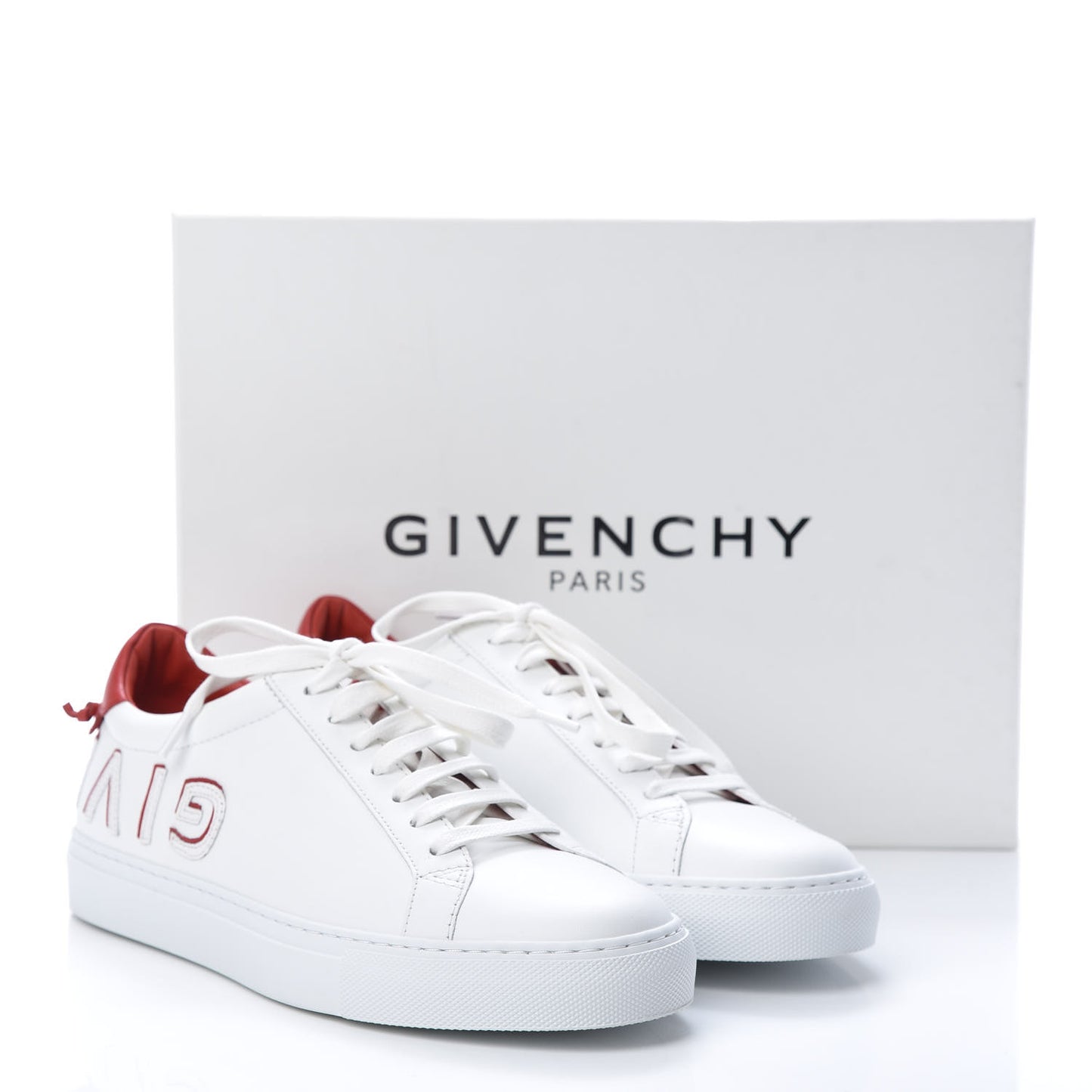 Calfskin Reverse Logo Urban Street Sneakers 39 White Red